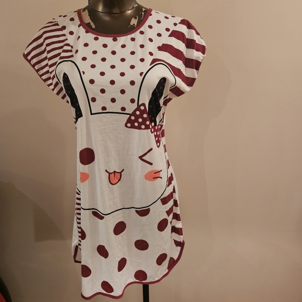 Cute Polka Dot Bunny Night Gown